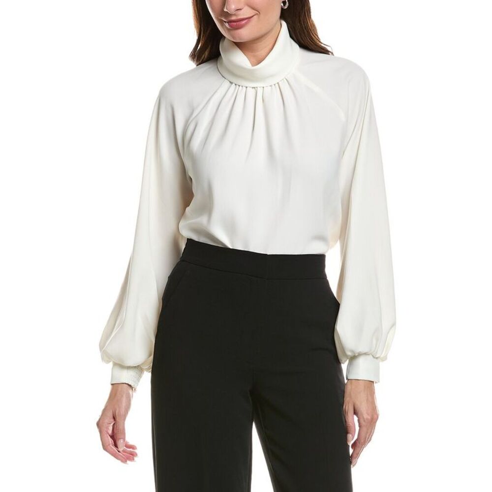 Brooks Brothers Womens High Neck Blouse, White